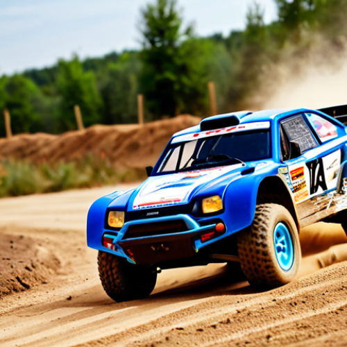 Home 28 A professional male hobbyist in modest, functional outdoor attire, expertly controlling a high-performance RC rally car on a dusty outdoor dirt track. The RC car is speeding through a turn, kicking up dust. The scene captures the adrenaline of the race, with the hobbyist exhibiting perfect anatomy, natural pose, well-formed hands on the remote control. Professional photography, dynamic lighting, high detail, sharp focus, safe for work, appropriate content, fully clothed, family-friendly.