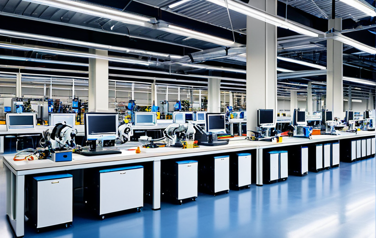 Efficient Factory Floor**
"A modern factory floor with robotic arms assembling RC car parts, well-organized workstations, and bright, energy-efficient lighting. Focus on efficiency and cleanliness. CAD/CAM software displayed on computer screens in the background. Safe for work, appropriate content, fully clothed workers in professional attire, perfect anatomy, correct proportions, professional, family-friendly."
**