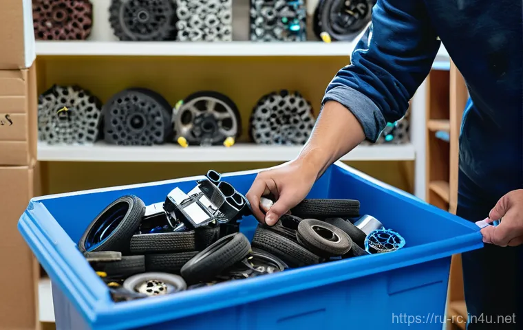 RC카의 지속가능한 재료 사용 - **Prompt:** "A highly detailed, realistic photograph of a modern remote-controlled (RC) trophy truck...