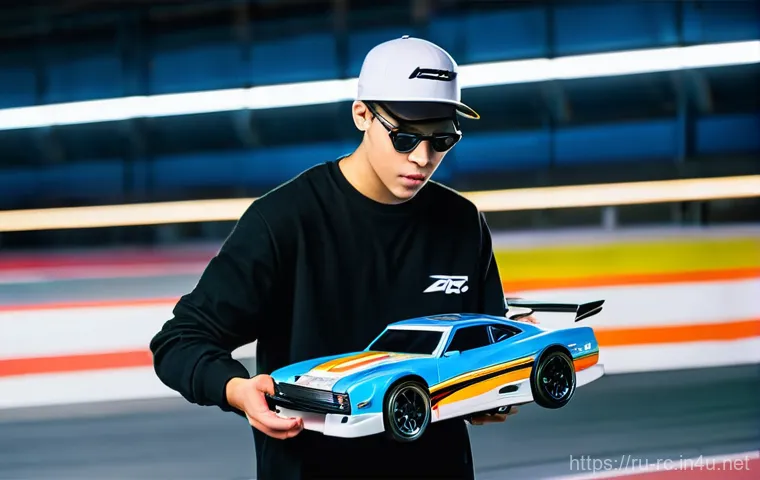RC카 구매 시 주의점 - **High-Speed Urban Drift:**
"A sleek, custom-painted RC drift car, with glowing LED underglow, e...