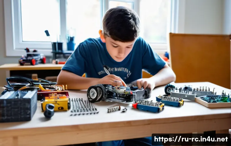 RC카와 교육 콘텐츠 개발 - **Prompt 1: Focused Young Engineer**
A highly detailed, realistic photograph of a young teenager...