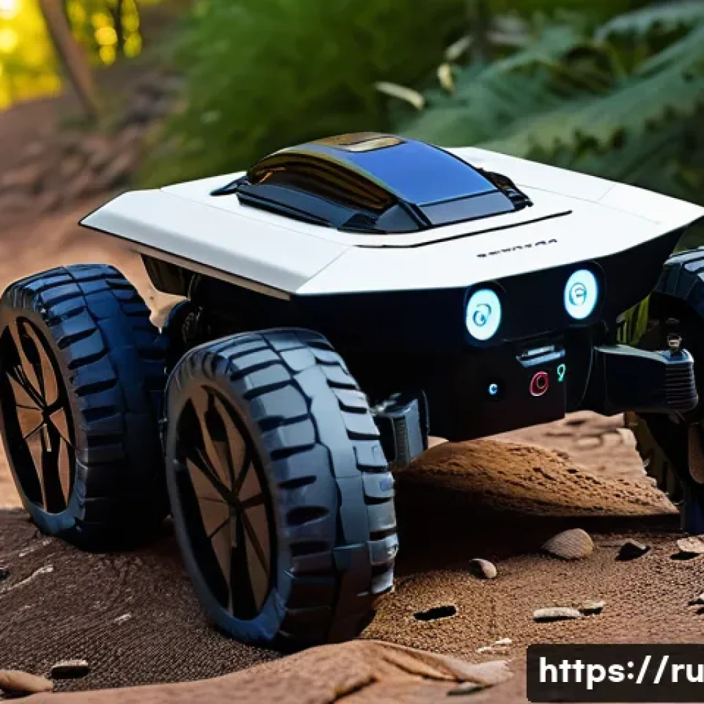 RC카와 로봇 기술의 접목 - **Image Prompt 1: Autonomous RC Rover Navigating a Dynamic Environment**
"A sleek, modern RC rov...