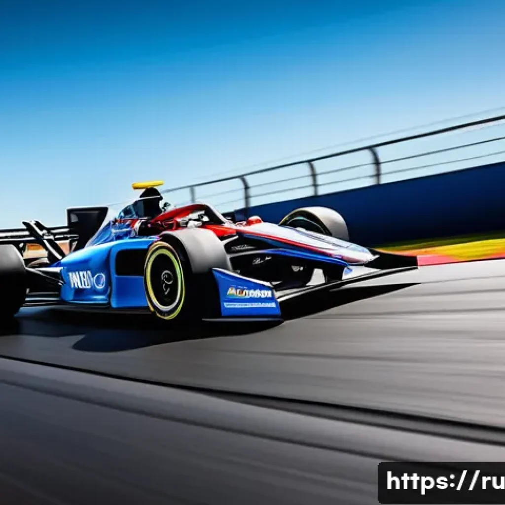 RC카 레이싱 대회 전략 - A detailed scene of a professional RC car racing on a smooth asphalt track with a low, stiff suspens...